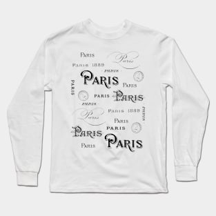 Paris Souvenir Antique Vintage France French Eiffel Tower Rue de Rivoli Seine Long Sleeve T-Shirt